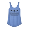 Back of Blue Ox 2025 ladies racerback tank in solid light blue with festival lineup