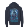 Back of Blue Ox 2025 hoodie with full Backwoods Stage graphic featuring ox playing guitar under cosmic sky with festival lineup