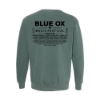 Back view includes lineup on a green crewneck sweatshirt – Blue Ox Music Festival 2025