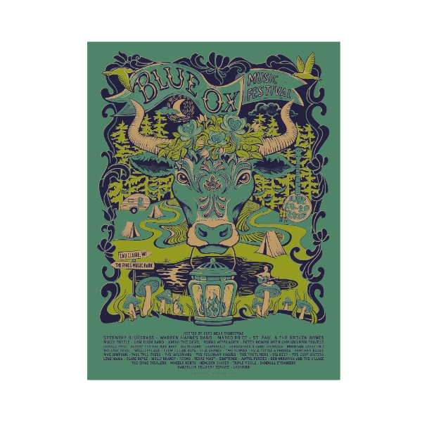 2025 Blue Ox Music Festival Poster – Official Lineup & Illustrated Ox Design