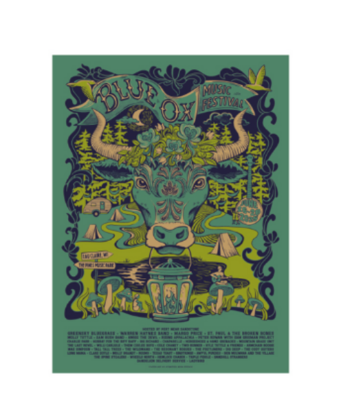2025 Blue Ox Festival Tapestry by Tarpestry – Design by Schnitzel Bear Studios