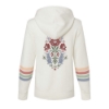 Back of cream zip hoodie featuring a floral Blue Ox design